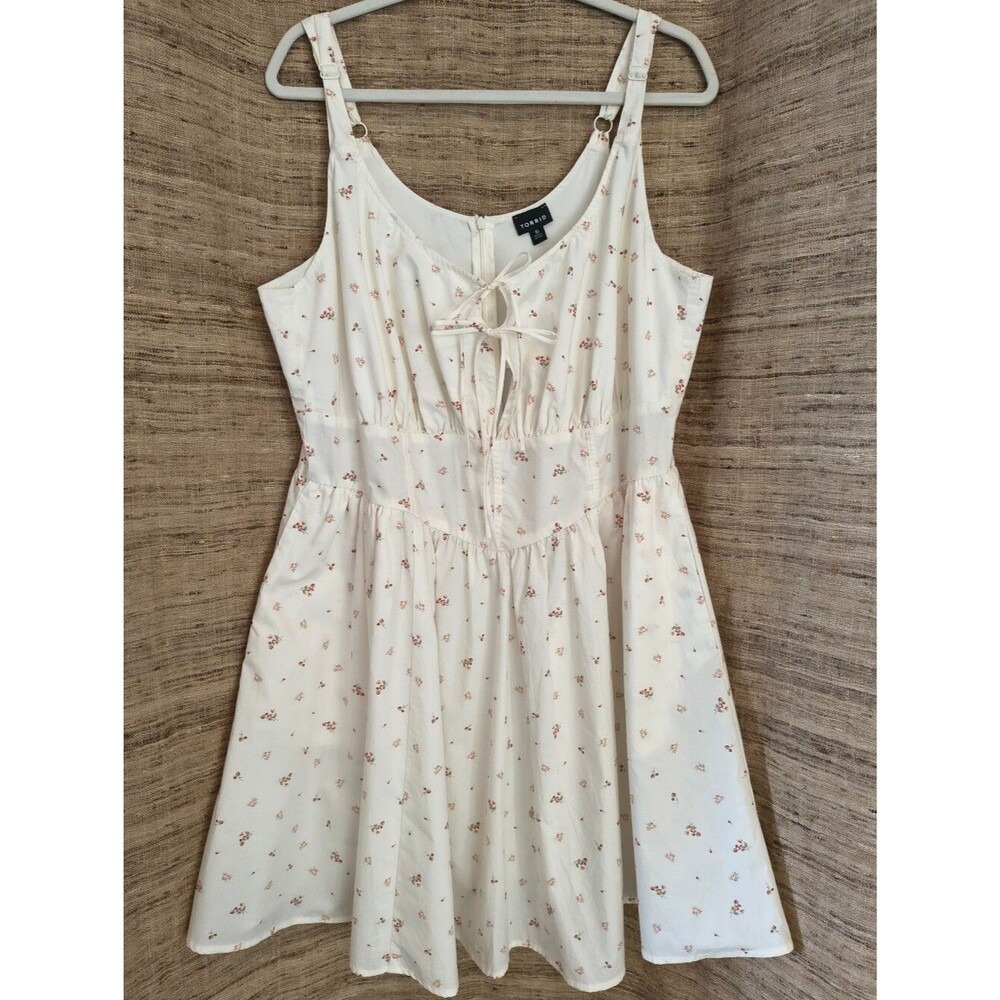 Torrid Corset Detail Mini Dress Peasant 100% Cotton Women's Size 16 / 1X / 2X